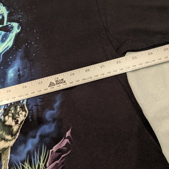 Wolf All Over Print Big Graphic Print Black T-Shirt - Size Men's XL - Picture 6 of 8